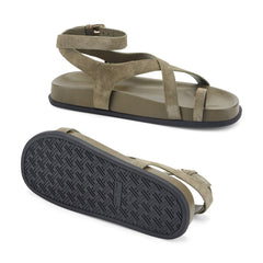 Bevy Footbed Leather Sandal - Green Suede / Marc Fisher For Sale