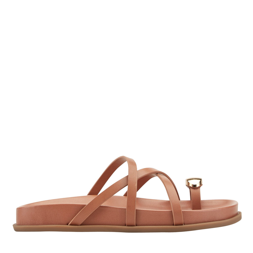 Braidey Strappy Flat Leather Sandal - Natural Leather / Marc Fisher Outlet