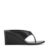 Udena Wedge Thong Sandal - Black Leather / Marc Fisher On Sale