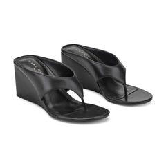 Udena Wedge Thong Sandal - Black Leather / Marc Fisher On Sale