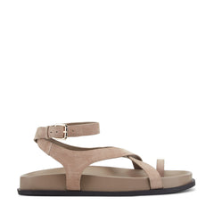 Bevy Footbed Leather Sandal - Taupe Suede / Marc Fisher For Sale