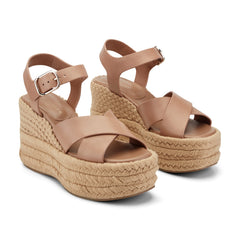 Pasion Espadrille Wedge Sandal - Brown Leather / Marc Fisher Outlet