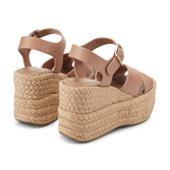 Pasion Espadrille Wedge Sandal - Brown Leather / Marc Fisher Outlet