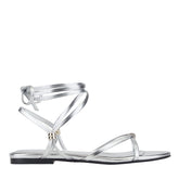 Este Ankle Wrap Leather Sandal - Silver Leather / Marc Fisher Outlet