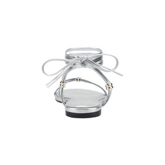 Este Ankle Wrap Leather Sandal - Silver Leather / Marc Fisher Outlet