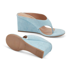 Udena Wedge Thong Sandal - Light Blue Suede / Marc Fisher Online