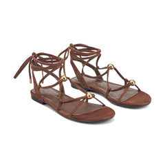 Ellan Ankle Wrap Leather Sandal - Dark Brown Suede / Marc Fisher For Sale