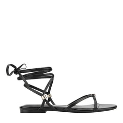 Este Ankle Wrap Leather Sandal - Black Leather / Marc Fisher Sale