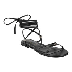 Este Ankle Wrap Leather Sandal - Black Leather / Marc Fisher Sale