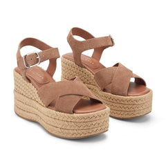 Pasion Espadrille Wedge Sandal - Brown Suede / Marc Fisher US
