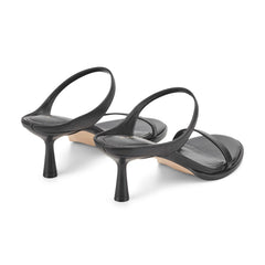 Alonde Leather Heeled Slide Sandal - Black Leather / Marc Fisher US