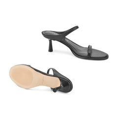Alonde Leather Heeled Slide Sandal - Black Leather / Marc Fisher US