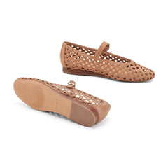 Evonna Woven Leather Mary Jane Ballet Flat - Natural Leather / Marc Fisher Discount