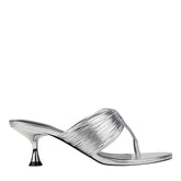 Pamilla Leather Heeled Thong Sandal - Silver Leather / Marc Fisher On Sale