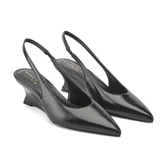 Taten Leather Wedge Slingback Pump - Black Leather / Marc Fisher For Sale