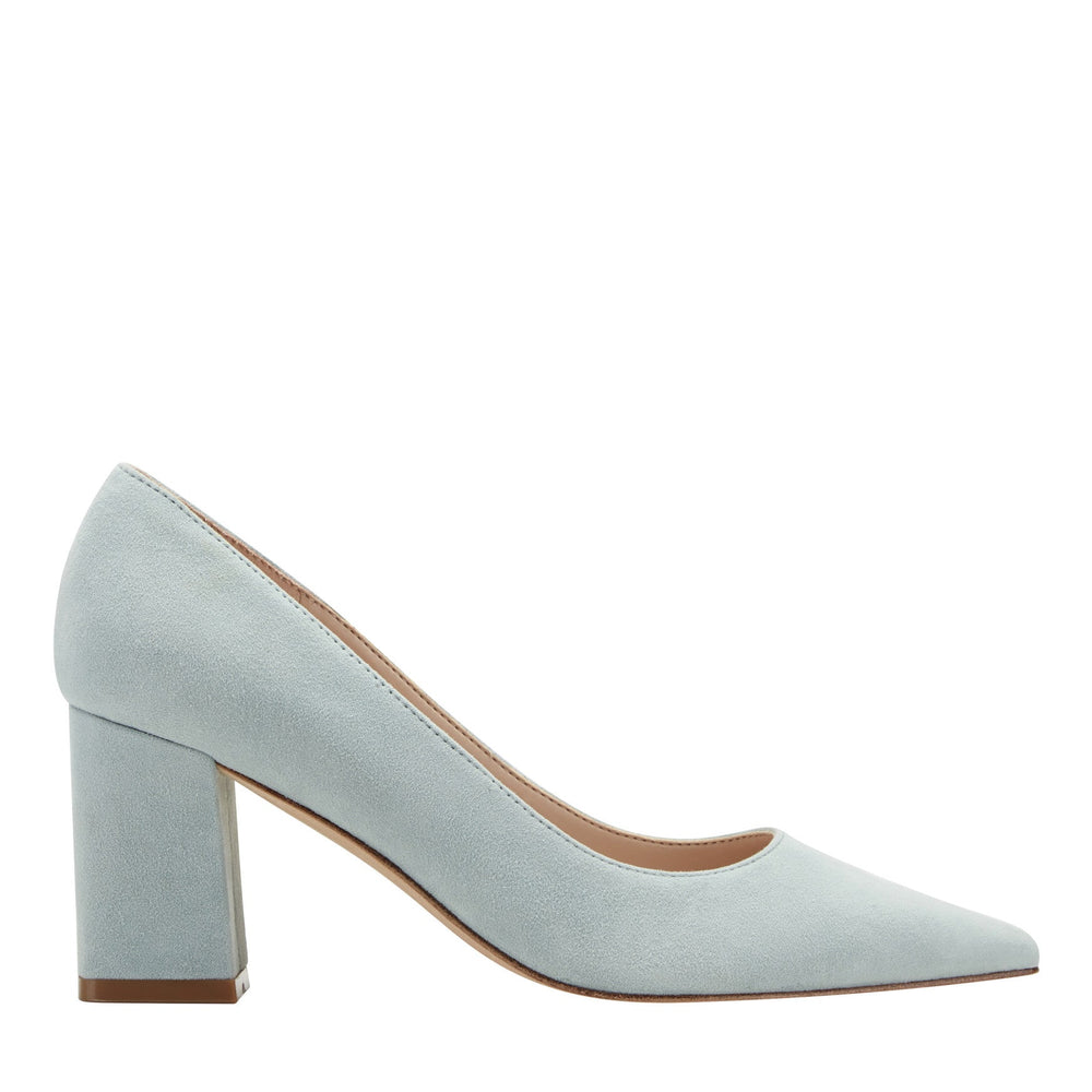 Zala Block Heel Pointy Toe Pump - Light Blue Suede / Marc Fisher Sale
