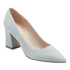 Zala Block Heel Pointy Toe Pump - Light Blue Suede / Marc Fisher Sale