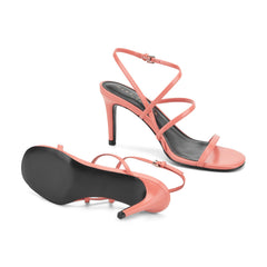 Denzi Strappy Leather Sandal - Coral Leather / Marc Fisher US