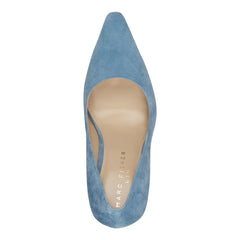 Minny Leather Block Heel Pump - Blue Suede / Marc Fisher On Sale
