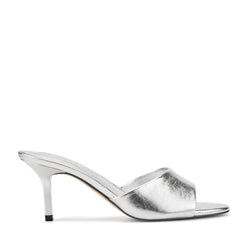 Finny Leather Mule Sandal - Silver Leather / Marc Fisher Outlet