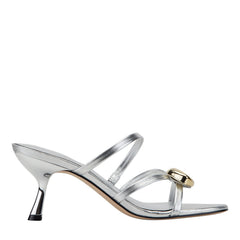 Natesa Leather Embellished Sandal - Silver Leather / Marc Fisher US