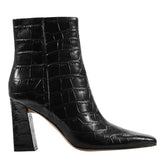Novella Block Heel Leather Ankle Bootie - Embossed Black Croco Leather / Marc Fisher Sale