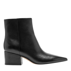 Alfie Block Heel Leather Ankle Bootie - Black Leather / Marc Fisher US