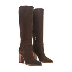 Lannie Dress Leather Boot - Dark Brown Suede / Marc Fisher Online