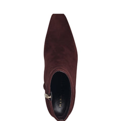 Novella Block Heel Leather Ankle Bootie - Dark Red Suede / Marc Fisher For Sale