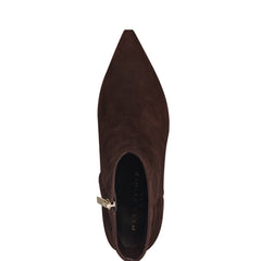 Alfie Block Heel Leather Ankle Bootie - Dark Brown Suede / Marc Fisher Outlet