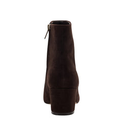 Alfie Block Heel Leather Ankle Bootie - Dark Brown Suede / Marc Fisher Outlet