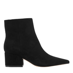Alfie Block Heel Leather Ankle Bootie - Black Suede / Marc Fisher Discount