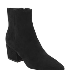 Alfie Block Heel Leather Ankle Bootie - Black Suede / Marc Fisher Discount