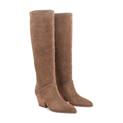 Tayla Block Heel Leather Boot - Light Brown Suede / Marc Fisher For Sale