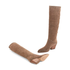 Tayla Block Heel Leather Boot - Light Brown Suede / Marc Fisher For Sale
