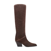 Tayla Block Heel Leather Boot - Dark Brown Suede / Marc Fisher Sale