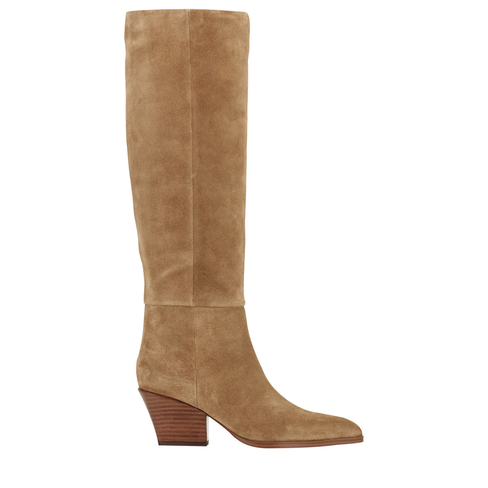 Tarrie Block Heel Leather Boot - Natural Suede / Marc Fisher On Sale