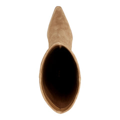 Tarrie Block Heel Leather Boot - Natural Suede / Marc Fisher On Sale