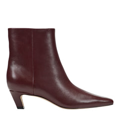 Danai Kitten Heel Leather Ankle Bootie - Dark Red Leather / Marc Fisher US