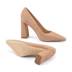 Minny Leather Block Heel Pump - Medium Natural Suede / Marc Fisher Online