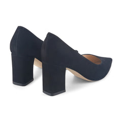 Zala Block Heel Pointy Toe Pump - Black Suede / Marc Fisher Outlet