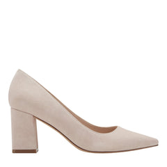 Zala Block Heel Pointy Toe Pump - Light Pink Suede / Marc Fisher US