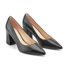Zala Block Heel Pointy Toe Pump - Black Leather / Marc Fisher On Sale