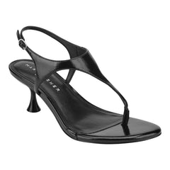 Pelysa Leather Heeled Thong Sandal - Black Patent Leather / Marc Fisher US