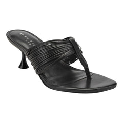 Pamilla Leather Heeled Thong Sandal - Black Leather / Marc Fisher On Sale