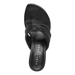 Pamilla Leather Heeled Thong Sandal - Black Leather / Marc Fisher On Sale