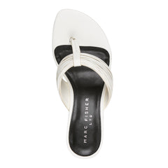 Pamilla Leather Heeled Thong Sandal - Cream Leather / Marc Fisher Sale