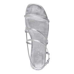Elysha Leather Flat Sandal - Silver Leather / Marc Fisher US