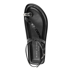Gynnie Flat Leather Sandal - Black Leather Embossed Croco / Marc Fisher On Sale