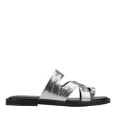 Genella Flat Leather Sandal - Silver Leather / Marc Fisher Online